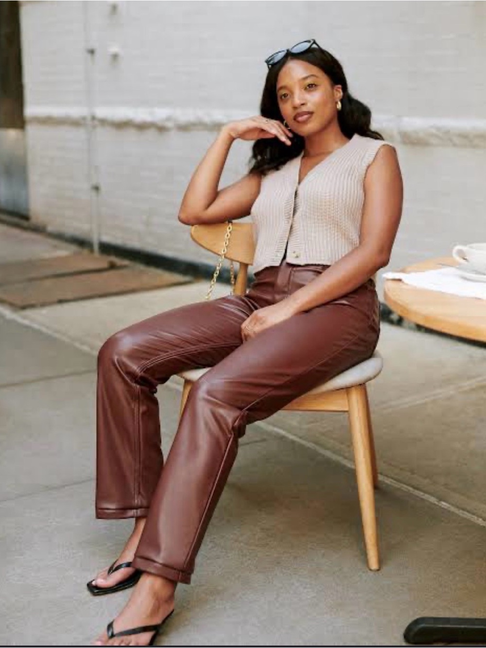 Abercrombie The 90s Straight Ultra High Rise Curve Love Vegan Leather Pant